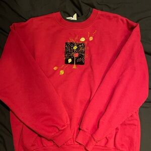 Women’s Red Embroidered Grandma Sweater